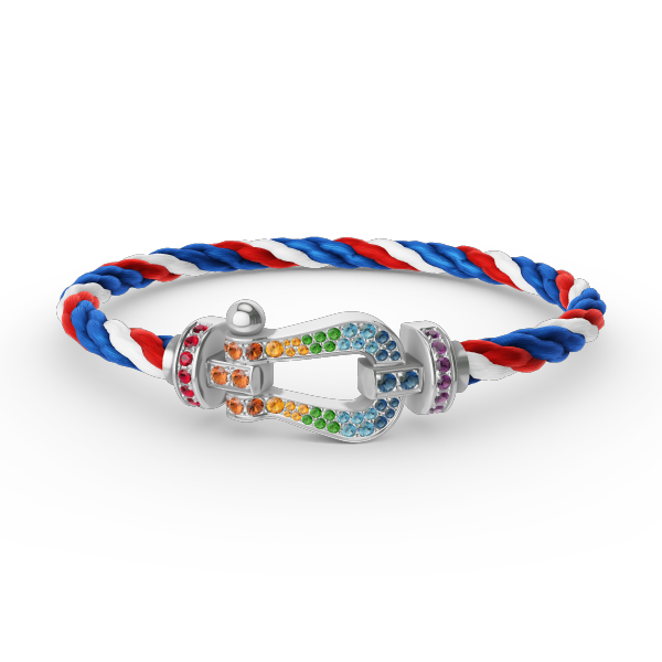 [Saipan]FORCE LARGE HORSESHOE COLORED DIAMOND BRACELET - WHITE GOLD
