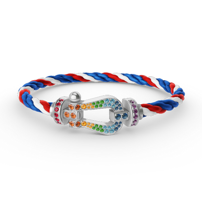 [Saipan]FORCE LARGE HORSESHOE COLORED DIAMOND BRACELET - WHITE GOLD