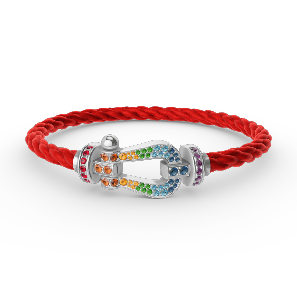 [Saipan]FORCE LARGE HORSESHOE COLORED DIAMOND BRACELET - WHITE GOLD