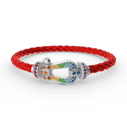 [Saipan]FORCE LARGE HORSESHOE COLORED DIAMOND BRACELET - WHITE GOLD