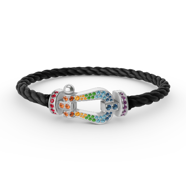 [Saipan]FORCE LARGE HORSESHOE COLORED DIAMOND BRACELET - WHITE GOLD