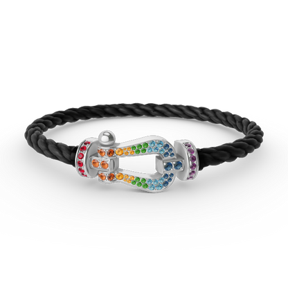 [Saipan]FORCE LARGE HORSESHOE COLORED DIAMOND BRACELET - WHITE GOLD