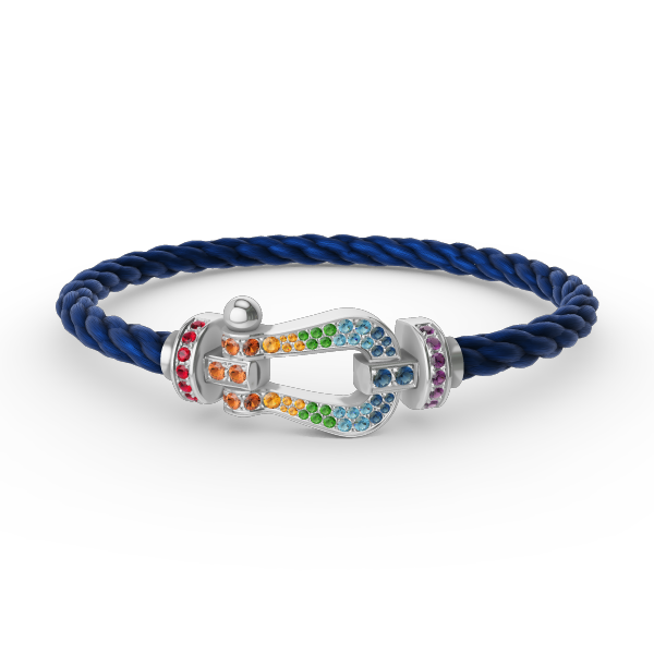 [Saipan]FORCE LARGE HORSESHOE COLORED DIAMOND BRACELET - WHITE GOLD