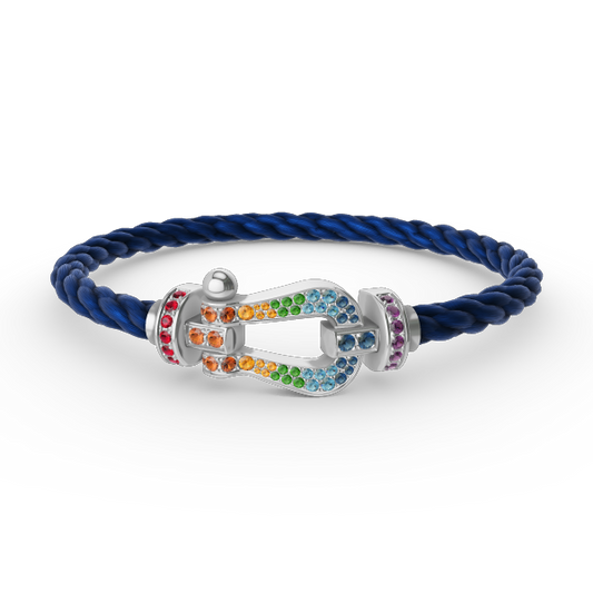 [Saipan]FORCE LARGE HORSESHOE COLORED DIAMOND BRACELET - WHITE GOLD