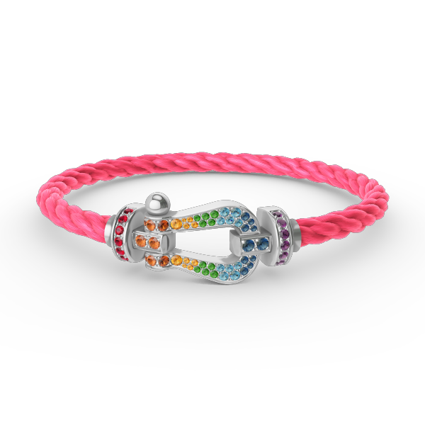[Saipan]FORCE LARGE HORSESHOE COLORED DIAMOND BRACELET - WHITE GOLD