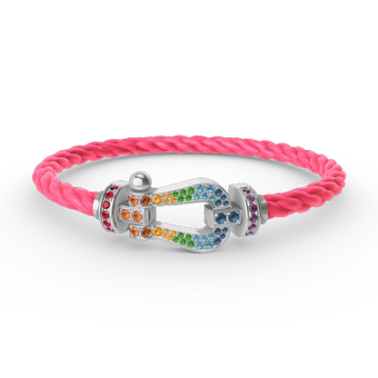 [Saipan]FORCE LARGE HORSESHOE COLORED DIAMOND BRACELET - WHITE GOLD