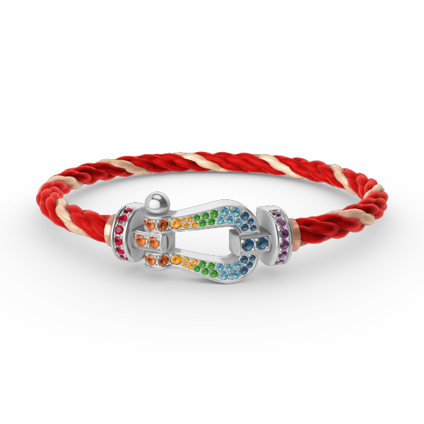 [Saipan]FORCE LARGE HORSESHOE COLORED DIAMOND BRACELET - WHITE GOLD