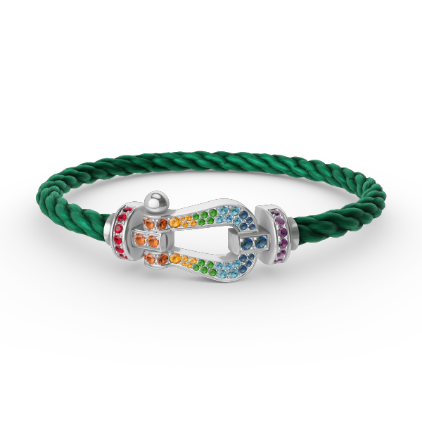[Saipan]FORCE LARGE HORSESHOE COLORED DIAMOND BRACELET - WHITE GOLD