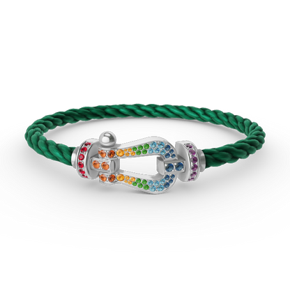 [Saipan]FORCE LARGE HORSESHOE COLORED DIAMOND BRACELET - WHITE GOLD