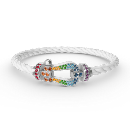 [Saipan]FORCE LARGE HORSESHOE COLORED DIAMOND BRACELET - WHITE GOLD