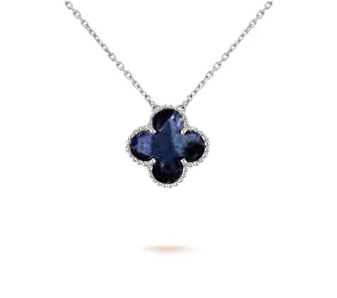[Saipan]15MM CLOVER FLOWER PENDANT NECKLACE WHITE GOLD COLLECTION