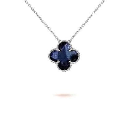 [Saipan]15MM CLOVER FLOWER PENDANT NECKLACE WHITE GOLD COLLECTION