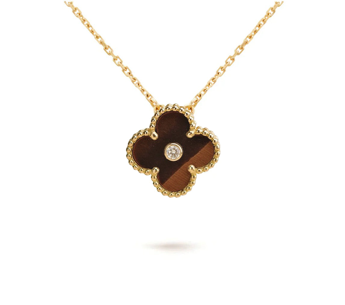 [Saipan]15MM CLOVER FLOWER DIAMOND PENDANT NECKLACE COLLECTION