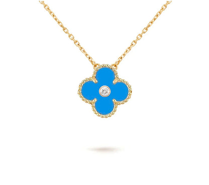 [Saipan]15MM CLOVER FLOWER DIAMOND PENDANT NECKLACE COLLECTION