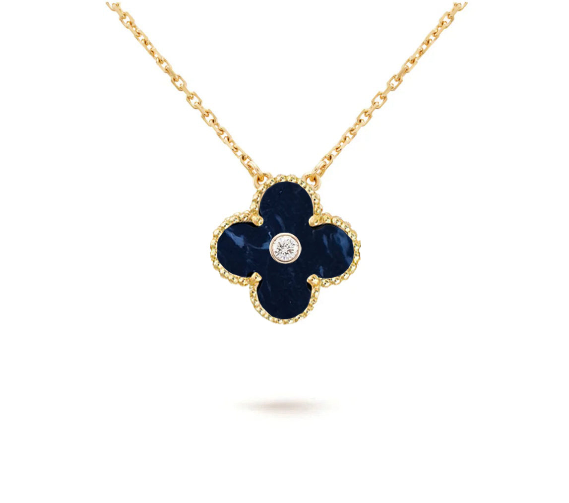 [Saipan]15MM CLOVER FLOWER DIAMOND PENDANT NECKLACE COLLECTION