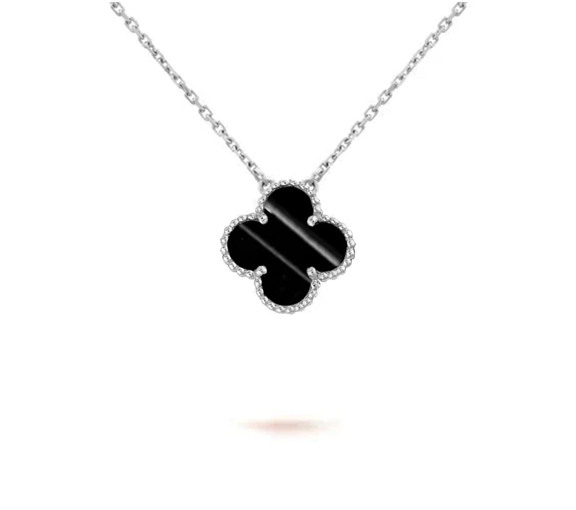 [Saipan]15MM CLOVER FLOWER PENDANT NECKLACE WHITE GOLD COLLECTION