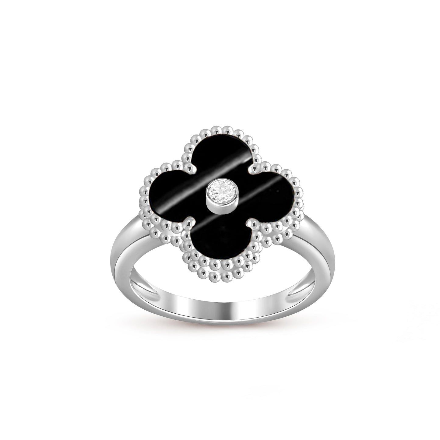 [Saipan]LUCKY CLOVER DIAMOND-ACCENT WHITE GOLD RING COLLECTION