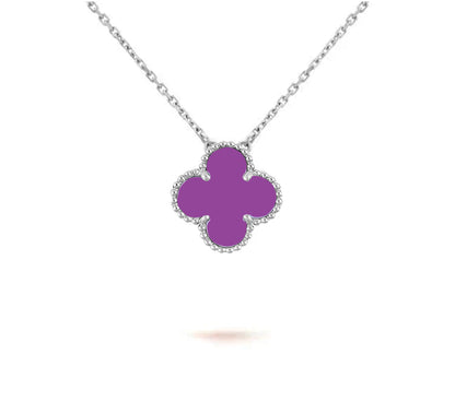 [Saipan]15MM CLOVER FLOWER PENDANT NECKLACE WHITE GOLD COLLECTION