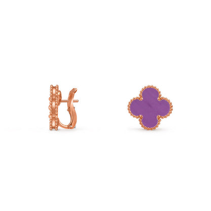 [Saipan]15MM CLOVER FLOWER STUD EARRINGS ROSE GOLD COLLECTION
