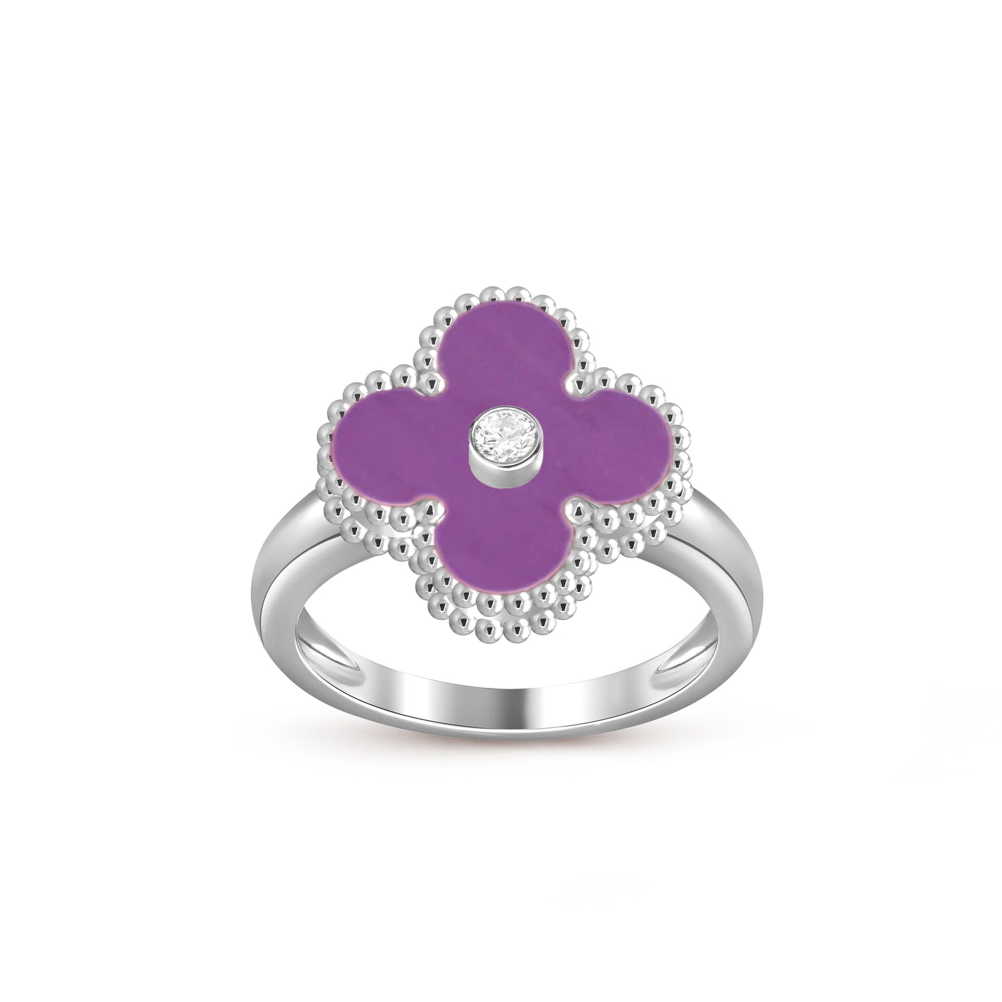 [Saipan]LUCKY CLOVER DIAMOND-ACCENT WHITE GOLD RING COLLECTION
