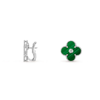 [Saipan]15MM CLOVER FLOWER STUD EARRINGS DIAMOND-WHITE GOLD COLLECTION