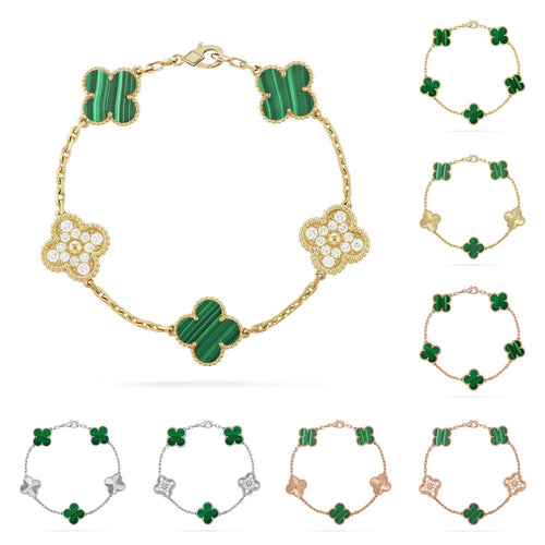 [Saipan]LUCKY CLOVER 5-MOTIF BRACELET - MALACHITE COLLECTION