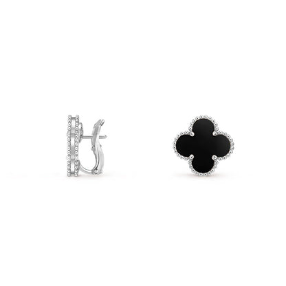 [Saipan]15MM CLOVER FLOWER STUD EARRINGS WHITE GOLD COLLECTION