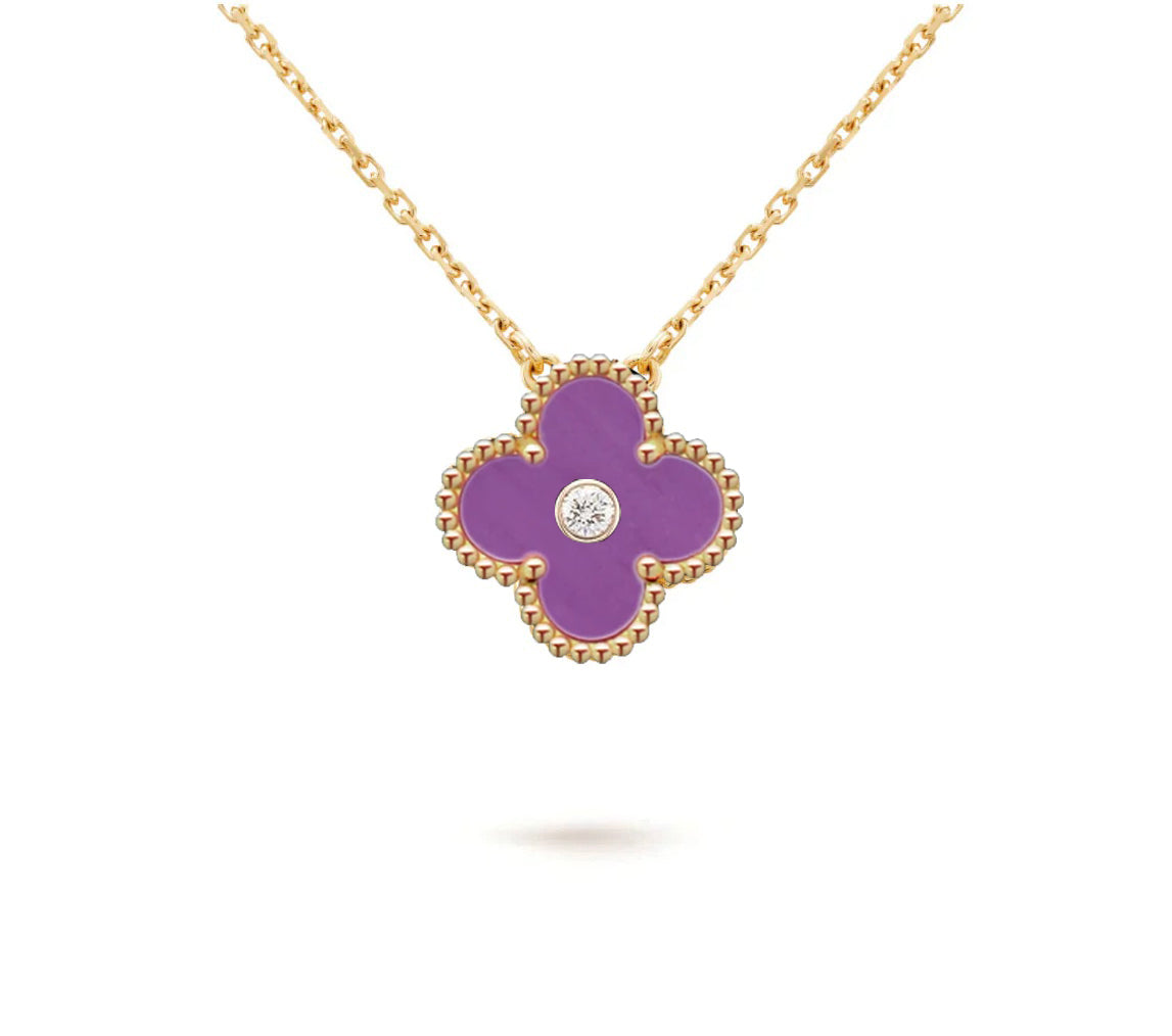 [Saipan]15MM CLOVER FLOWER DIAMOND PENDANT NECKLACE COLLECTION