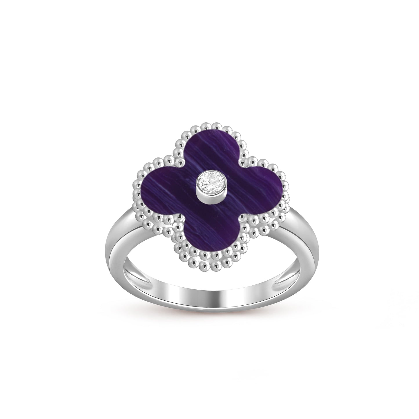 [Saipan]LUCKY CLOVER DIAMOND-ACCENT WHITE GOLD RING COLLECTION
