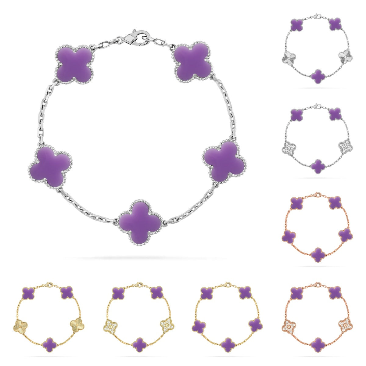 [Saipan]LUCKY CLOVER 5-MOTIF BRACELET - LAVENDER COLLECTION