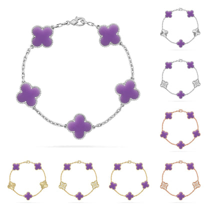 [Saipan]LUCKY CLOVER 5-MOTIF BRACELET - LAVENDER COLLECTION