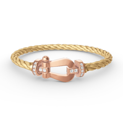 [Saipan]FORCE LARGE HORSESHOE HALF DIAMOND BRACELET - ROSE GOLD