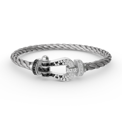 [Saipan]FORCE LARGE HORSESHOE BLACK & WHITE DIAMOND BRACELET - WHITE GOLD