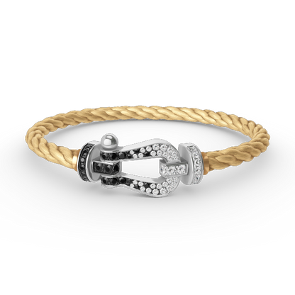 [Saipan]FORCE LARGE HORSESHOE BLACK & WHITE DIAMOND BRACELET - WHITE GOLD
