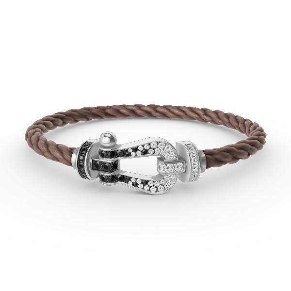 [Saipan]FORCE LARGE HORSESHOE BLACK & WHITE DIAMOND BRACELET - WHITE GOLD