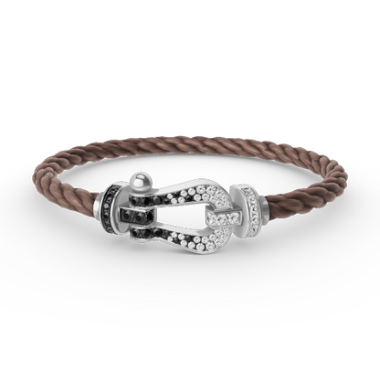 [Saipan]FORCE LARGE HORSESHOE BLACK & WHITE DIAMOND BRACELET - WHITE GOLD