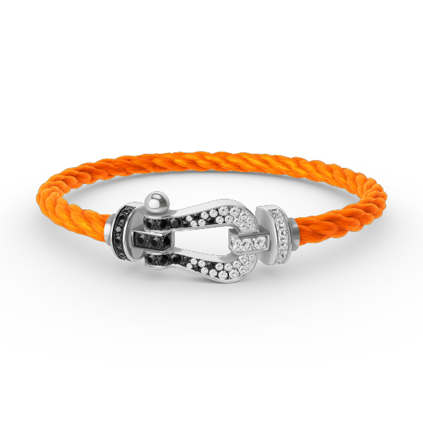 [Saipan]FORCE LARGE HORSESHOE BLACK & WHITE DIAMOND BRACELET - WHITE GOLD