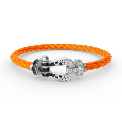 [Saipan]FORCE LARGE HORSESHOE BLACK & WHITE DIAMOND BRACELET - WHITE GOLD