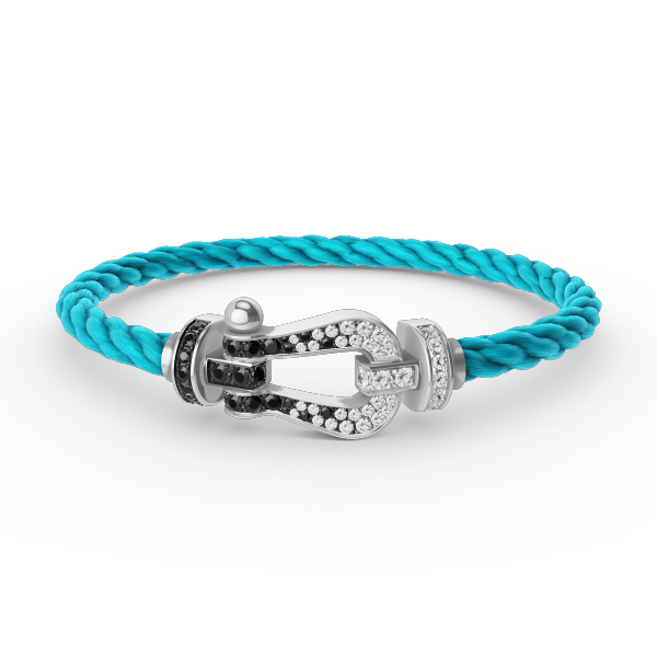 [Saipan]FORCE LARGE HORSESHOE BLACK & WHITE DIAMOND BRACELET - WHITE GOLD