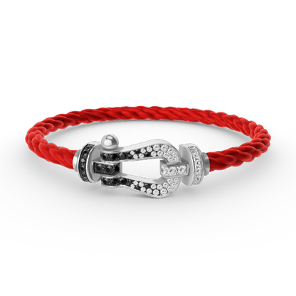 [Saipan]FORCE LARGE HORSESHOE BLACK & WHITE DIAMOND BRACELET - WHITE GOLD