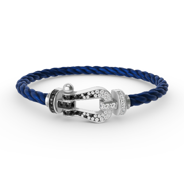 [Saipan]FORCE LARGE HORSESHOE BLACK & WHITE DIAMOND BRACELET - WHITE GOLD