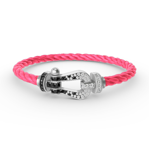 [Saipan]FORCE LARGE HORSESHOE BLACK & WHITE DIAMOND BRACELET - WHITE GOLD