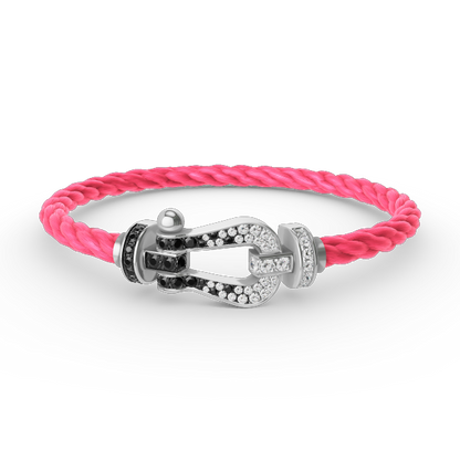 [Saipan]FORCE LARGE HORSESHOE BLACK & WHITE DIAMOND BRACELET - WHITE GOLD