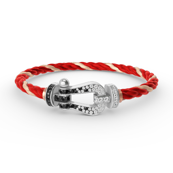 [Saipan]FORCE LARGE HORSESHOE BLACK & WHITE DIAMOND BRACELET - WHITE GOLD