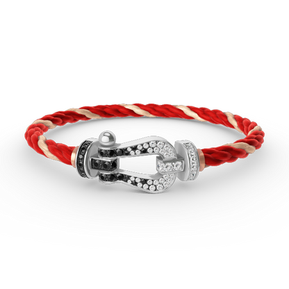 [Saipan]FORCE LARGE HORSESHOE BLACK & WHITE DIAMOND BRACELET - WHITE GOLD