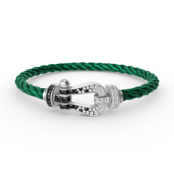 [Saipan]FORCE LARGE HORSESHOE BLACK & WHITE DIAMOND BRACELET - WHITE GOLD