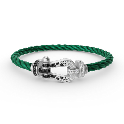 [Saipan]FORCE LARGE HORSESHOE BLACK & WHITE DIAMOND BRACELET - WHITE GOLD