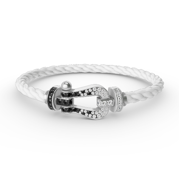 [Saipan]FORCE LARGE HORSESHOE BLACK & WHITE DIAMOND BRACELET - WHITE GOLD