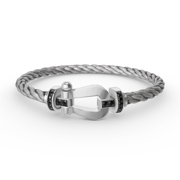 [Saipan]FORCE LARGE HORSESHOE BLACK DIAMOND BRACELET - WHITE GOLD
