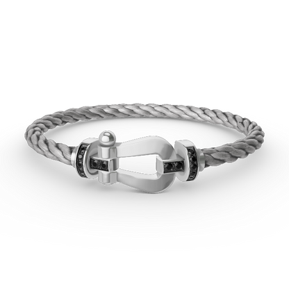 [Saipan]FORCE LARGE HORSESHOE BLACK DIAMOND BRACELET - WHITE GOLD